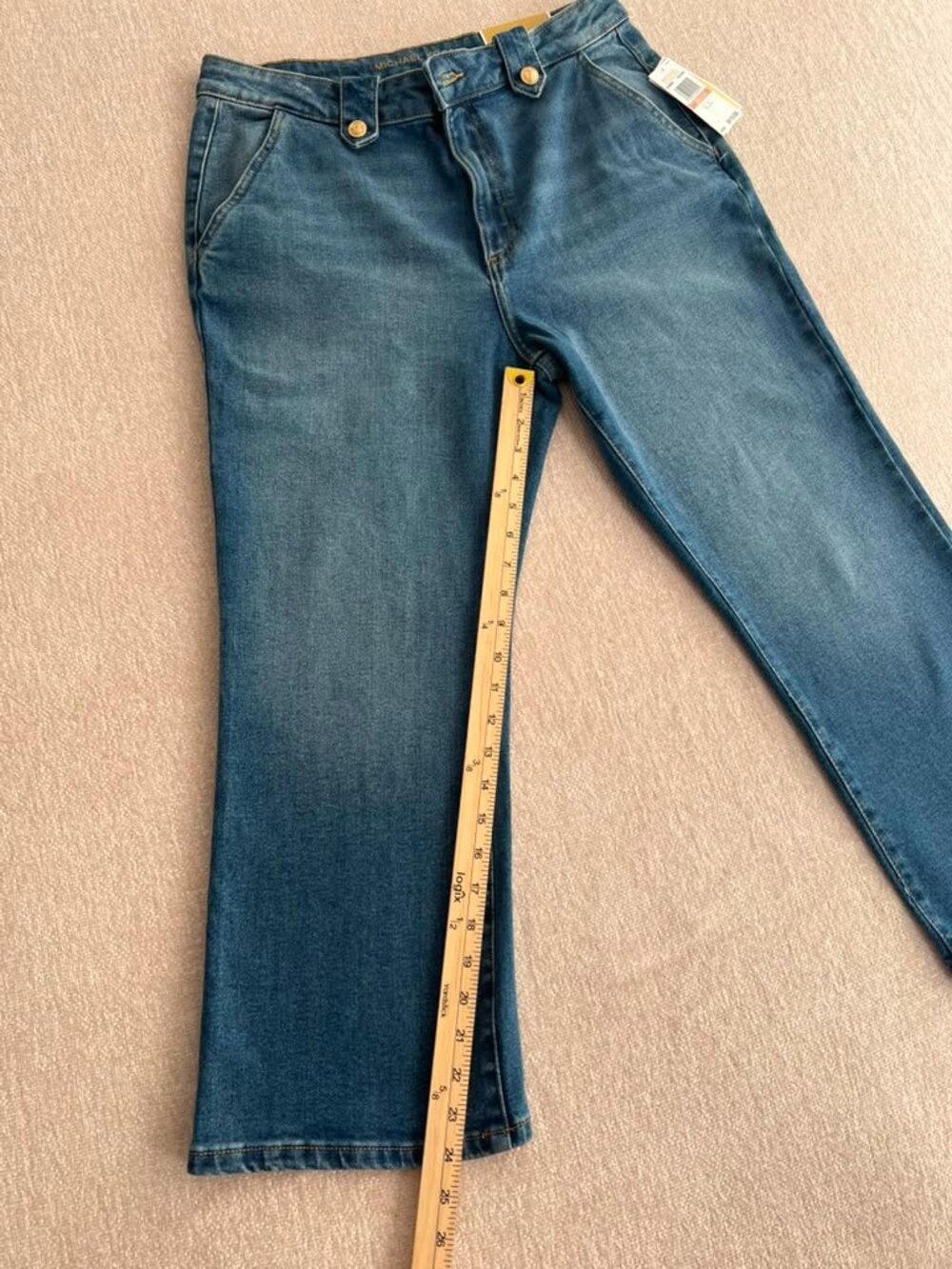 Michael Kors Selma Crop Flare Jeans Size 12 NWT High Rise Blue Denim - Picture 3 of 10